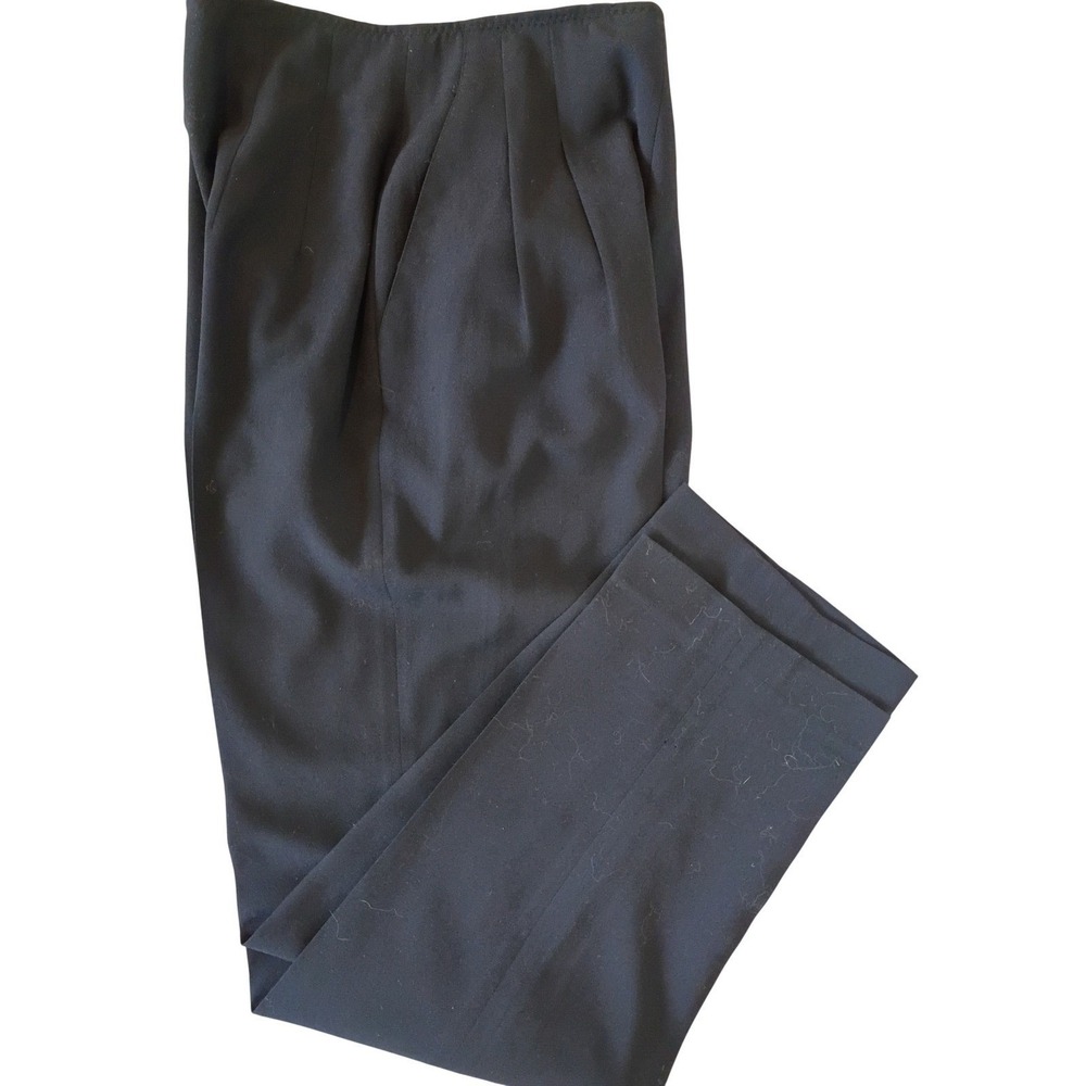 Dana Buchman Black 100% Wool Pleated High Waisted Tapered Dress Pants Womens 10
